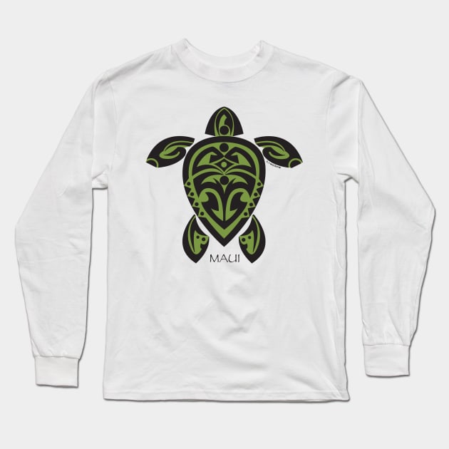 Black & Green Tribal Turtle Tattoo / Maui Long Sleeve T-Shirt by srwdesign